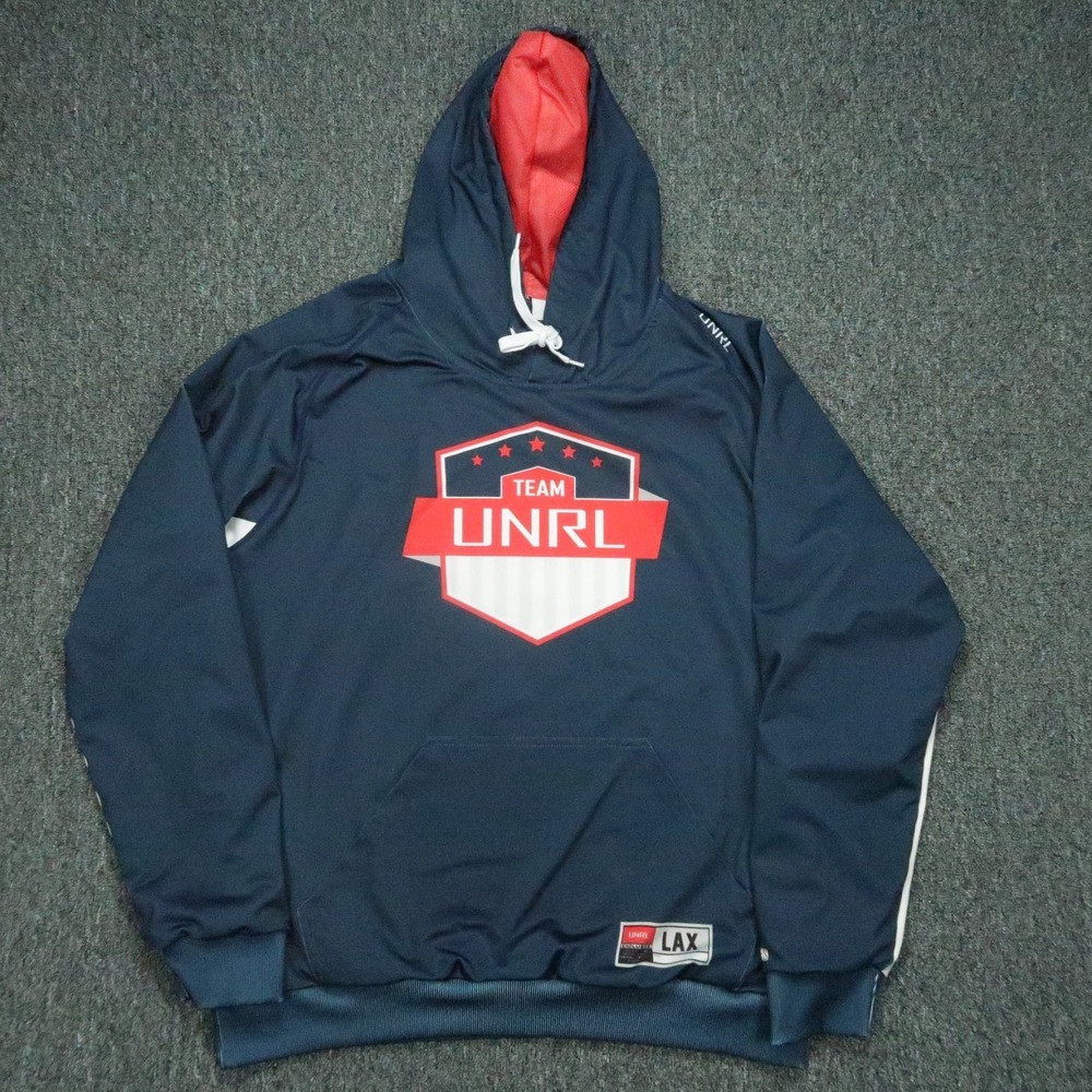 UNRL Hoodie Men Large Blue Performance Training‎ Silk Series LAX Pullover